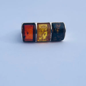 The Warrior - Triple Amber Sterling Silver Ring