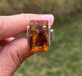 The Connector - Sterling Silver Rectangular Amber Ring