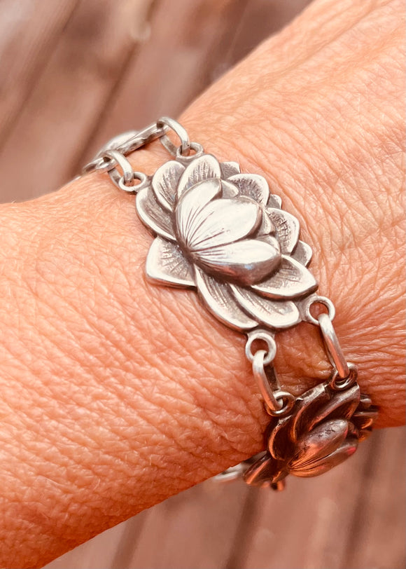 Purity - CaneCraft Sterling Lotus Bracelet