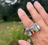 STAINGLASS - CLEAR - NATIVE AMERICAN PATTERNED STAINGLASS RING