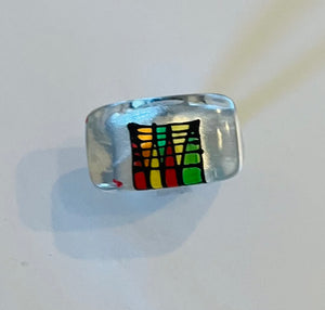 STAINGLASS - CLEAR - NATIVE AMERICAN PATTERNED STAINGLASS RING