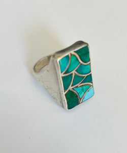 Rectangular Mosaic Turquoise Ring